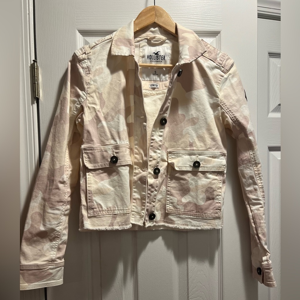 Hollister Pale Pink Camo Jean Jacket